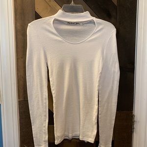 Michael Stars white choker peek-a-boo top